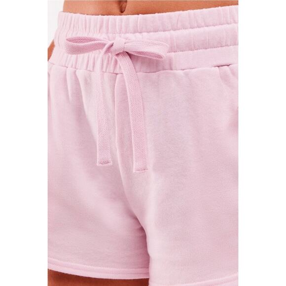 Fabletics High Waist Drawstring Sweat Lounge Shorts Pink Size Small 659S - Picture 2 of 9